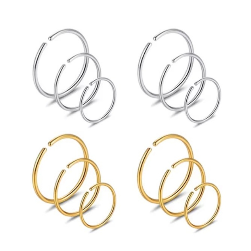Body Jewelry Hoops - 6 pasang anting lingkaran kecil berbahan