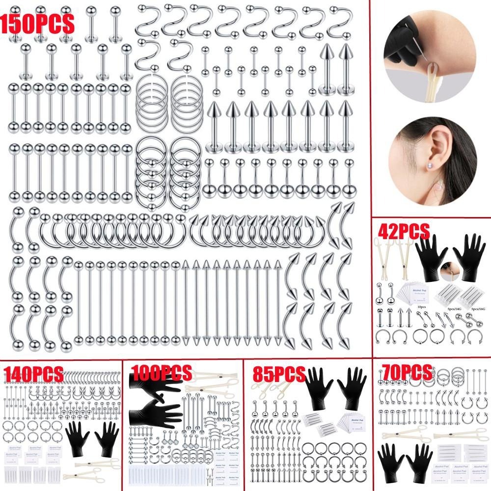 Body Jewelry Hoops - 150/140/85/70/42Pcs Peralatan Tindik Tubuh Perhiasan Alat