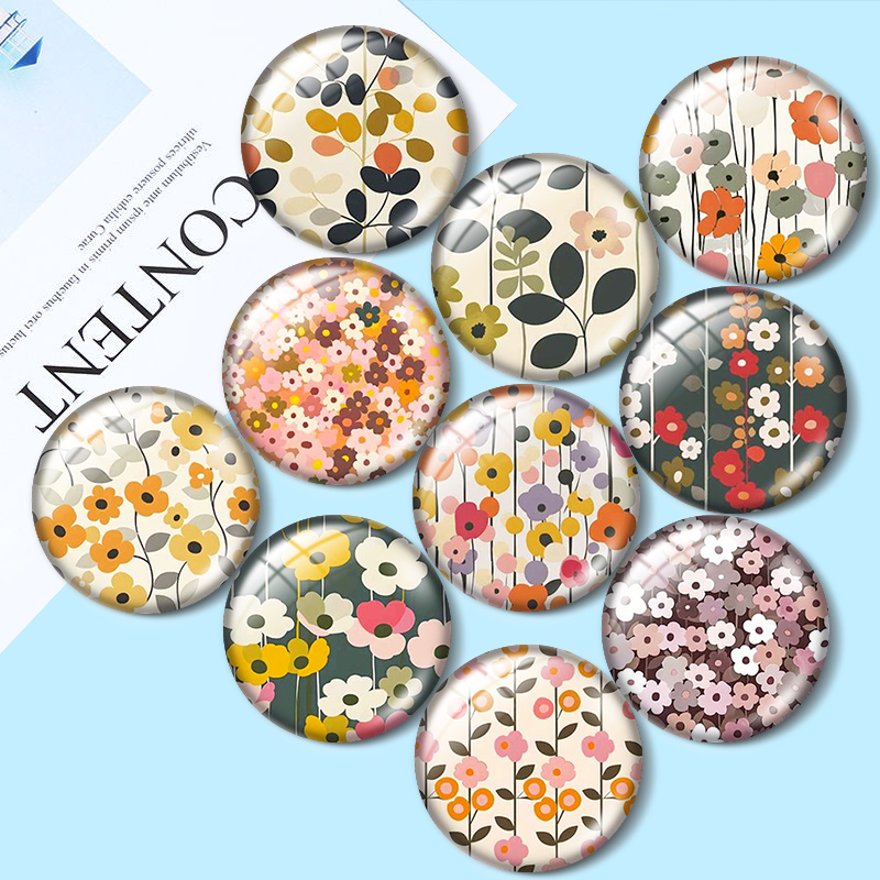 Body Jewelry Top - Kaboson kaca motif bunga retro 12/18/20/25mm