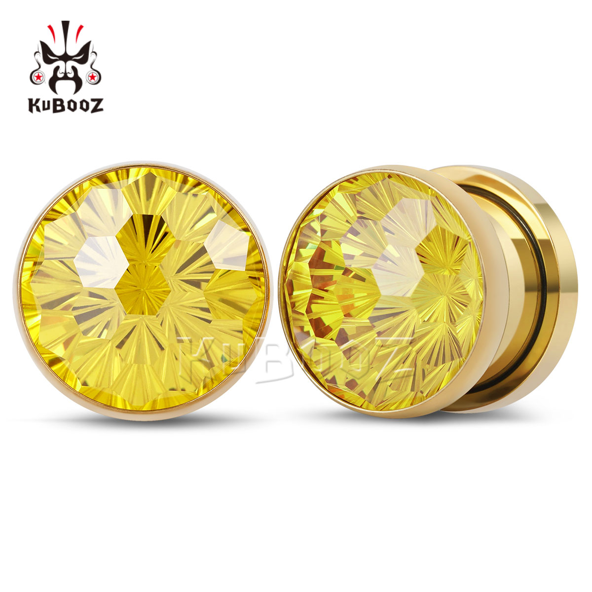 Yellow Body Jewelry - 2PCS Penyangga Telinga Kristal Kuning Berkilau