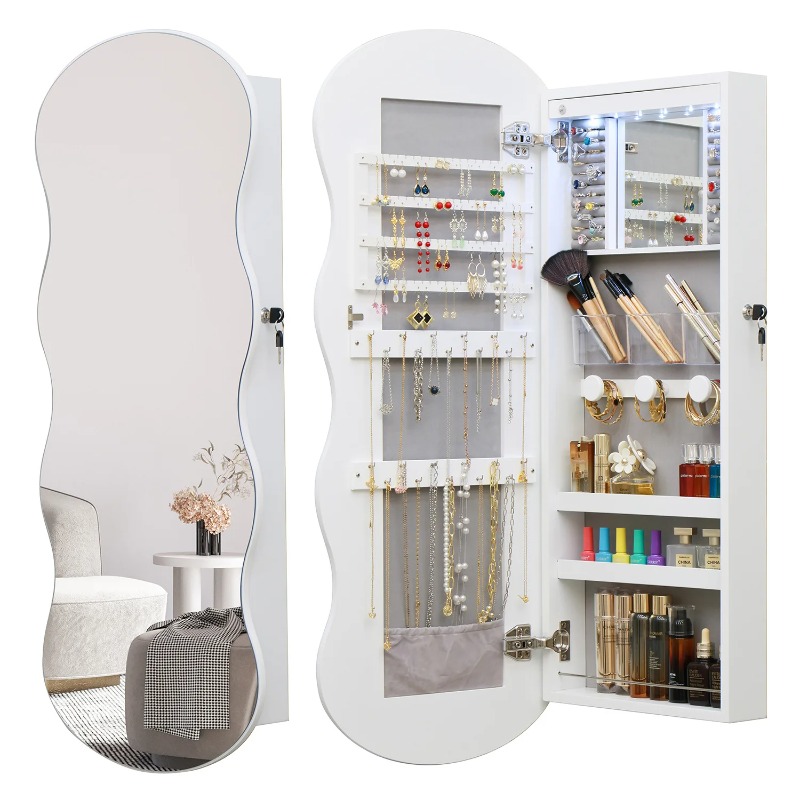 Body Jewelry Storage - Cermin lantai kayu sederhana Eropa, cermin