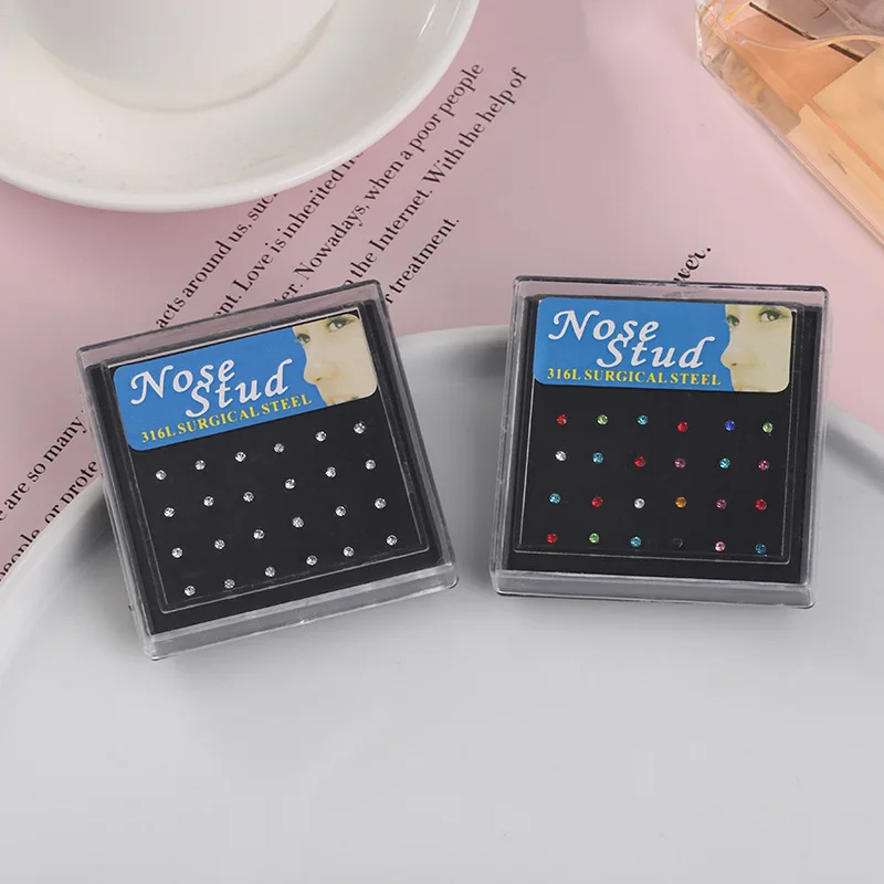Body Jewelry Storage - 24pcs/kotak Anting Hidung Kristal Fashion Perhiasan