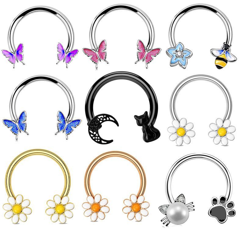 Body Jewelry Hoops - Cincin Septum 16G, Perhiasan Tindik Daith,