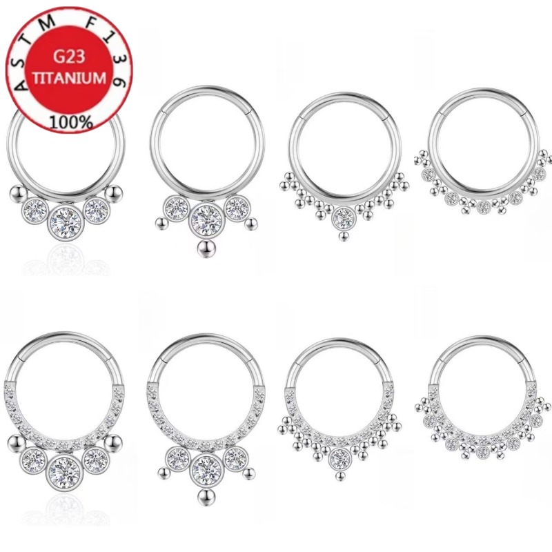 Body Jewelry Implant Grade Titanium - 2/5 buah, 16G, cincin hidung segmen