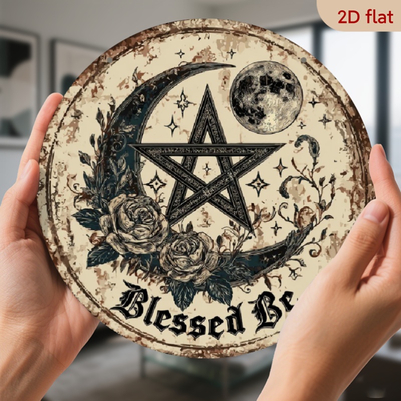 Star Flat Back - Papan kayu bundar bermotif bulan, bintang