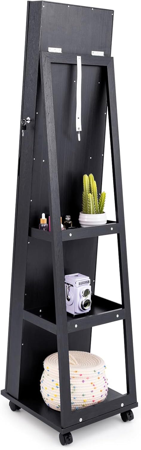 Body Jewelry Storage - Cermin pintar berdiri putar dari kayu