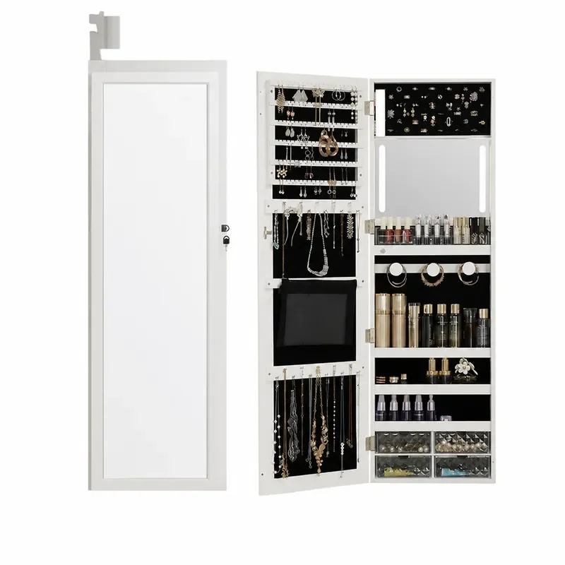 Body Jewelry Storage - Cermin Dinding Kayu dengan Lemari Penyimpanan