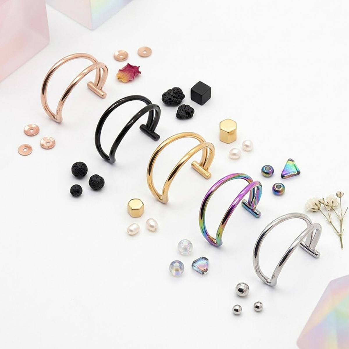 2 buah set cincin hidung palsu - Body Jewelry Hoops ulasan dan harga