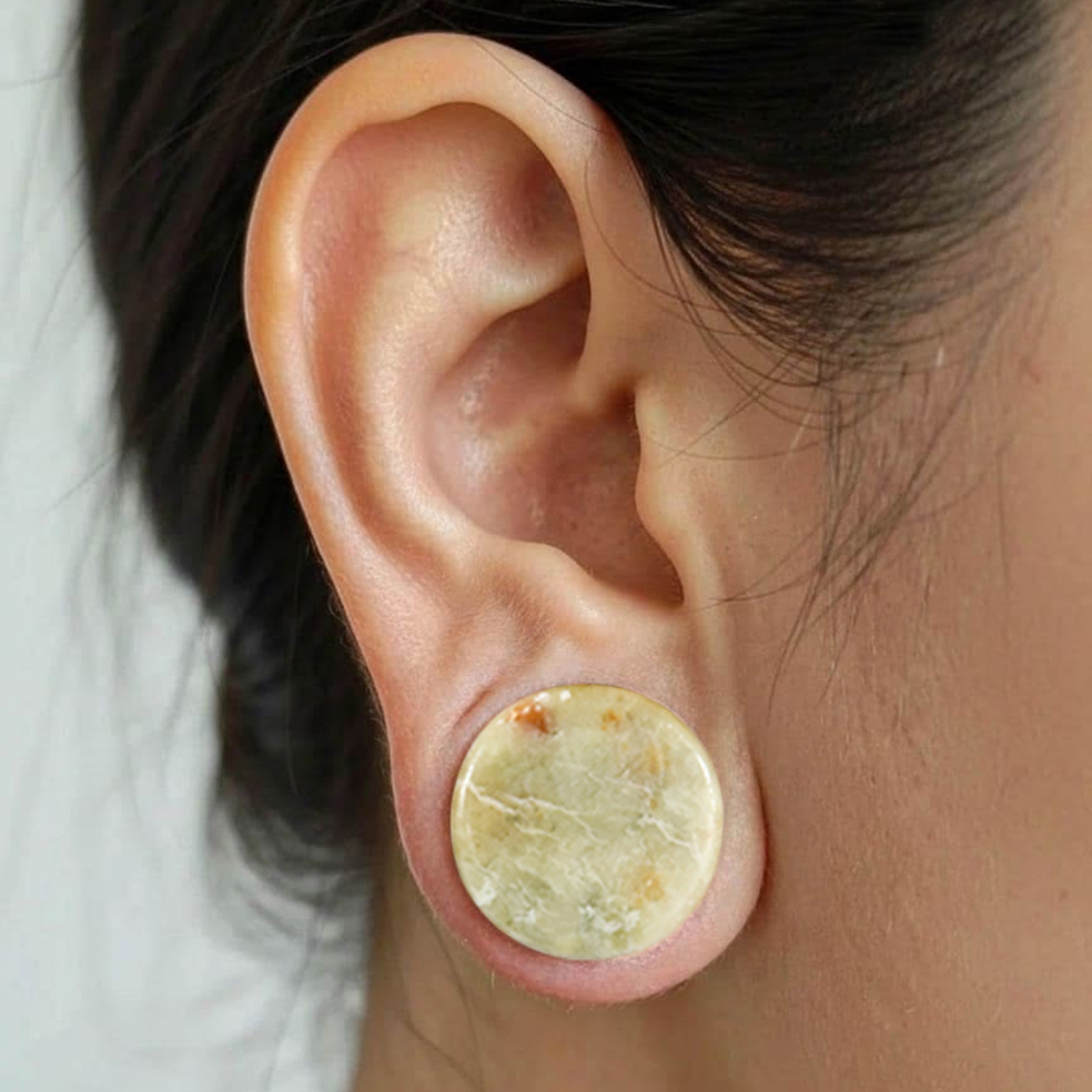 1-2PCS Batu Giok Hijau Kuning  - Yellow Body Jewelry ulasan dan harga
