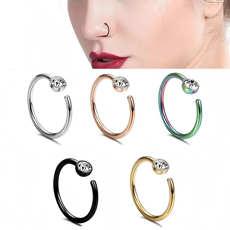 5 buah cincin hidung 18G, mode - Body Jewelry Hoops ulasan dan harga